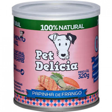 Lata Pet Delícia Papinha de Frango para Cães Filhotes - 320g